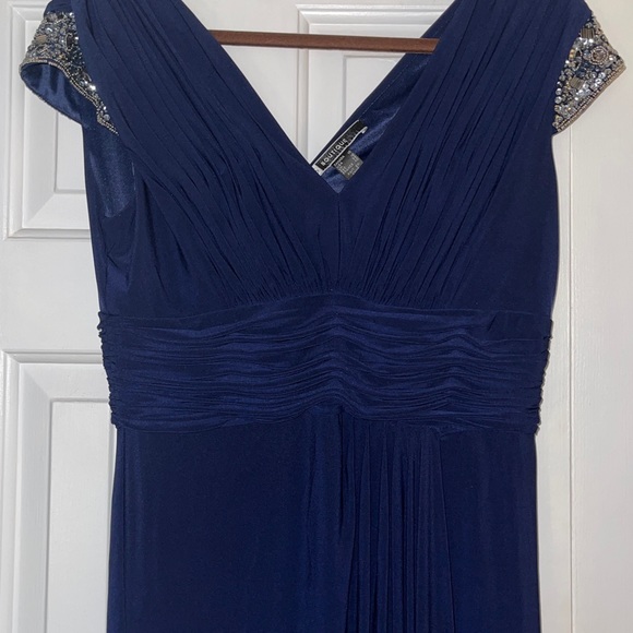 JS Boutique V-Neck Embellished Pleated Surplice Long dress - Picture 7 of 9